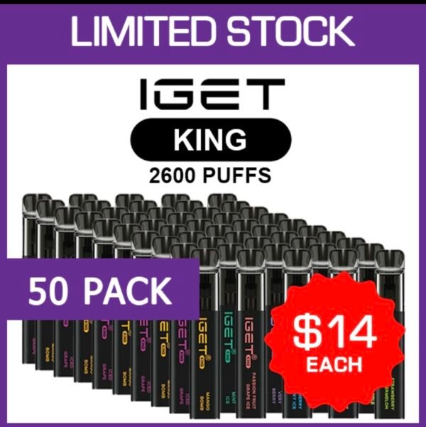 IGET KING – 2600 PUFFS – 50 PACK
