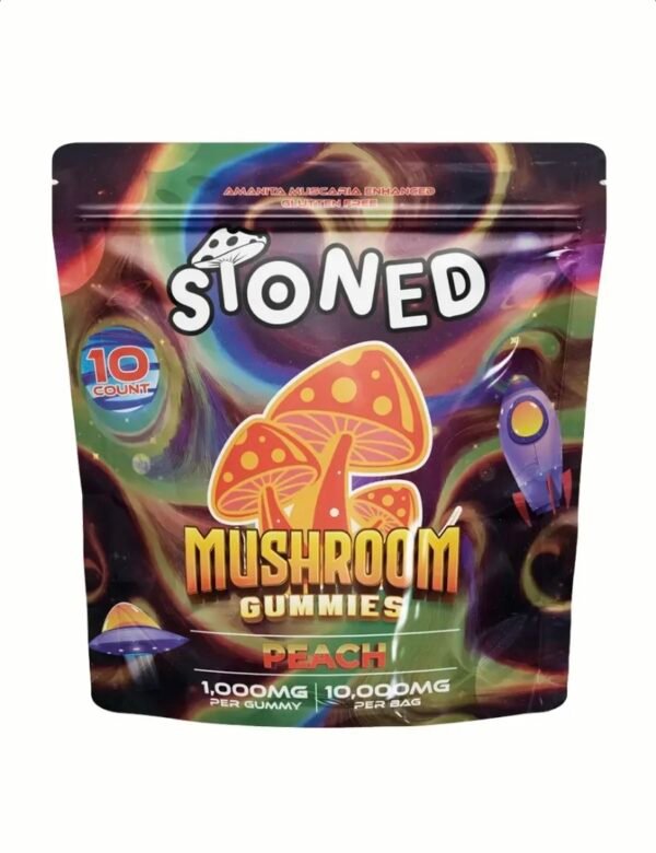 Peach STONED Amanita Muscaria Mushroom Gummies 10000MG 10CT