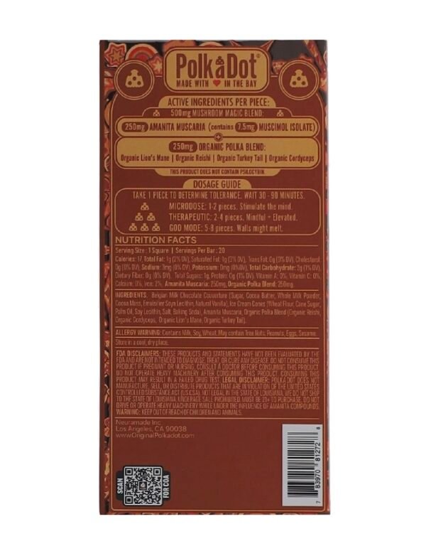 Wonderful Wafer PolkaDot Magic Mushroom Belgian Chocolate 500mg - Image 2